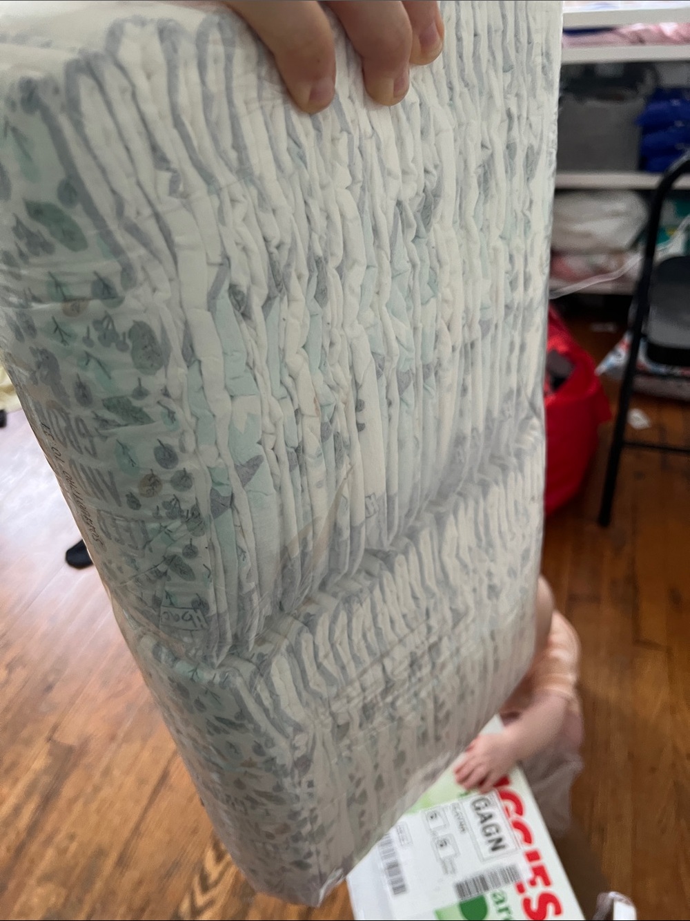Pack of Baby Diapers - White with Light Mint Pattern